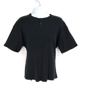PacSun Ribbed Shirt Mens Size M Black Cotton Blend Stretch Short Sleeves NWT $34